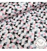 Trojúhelníky šedorůžové bavlněné plátno