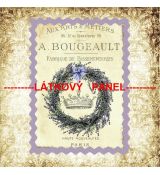 Levandule ve věnci s korunou A. BOUGEAULT ve fialovém rámečku bavlněné plátno panel 34x34cm