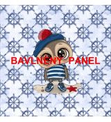 Sada sovička námořník na modrých kormidlech 39x39cm bavlněné plátno panel