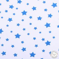 Modré hvězdičky na bílé 100% bavlněný úplet