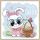 Zajíček holčička v šatech s košíkem s vajíčky HAPPY EASTER panel úplet 29x27