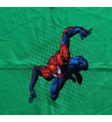 Spider-man na tmavě zelených tečkách na zelené 43x49cm teplákovina panel
