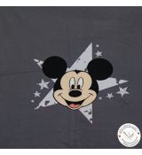 Mickey Mouse hlava na světle šedé hvězdě na tmavě šedé 45x49cm teplákovina panel