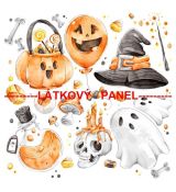 Halloweenský motiv na bílé panel úplet 29x29cm