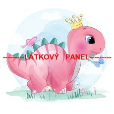 Dinosauří princezna růžová panel úplet 28x25cm