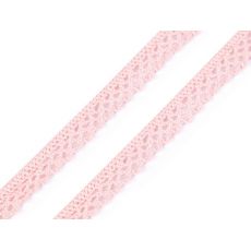 Krajka bavlněná šíře 12mm světle růžová paličkovaná