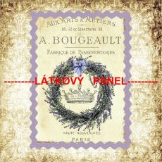 Levandule ve věnci s korunou A. BOUGEAULT ve fialovém rámečku bavlněné plátno panel 34x34cm