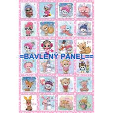 Adventní kalendář 80x53cm růžový světlejší s čísly bavlněné plátno panel