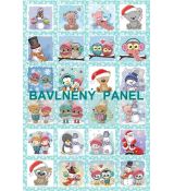Adventní kalendář 80x53cm mentolový s bílými vločkami bavlněné plátno panel