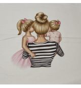 Máma se dvěma dcerami na rukou panel teplákovina 60x70cm