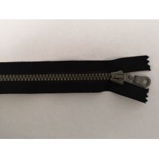 Zip kostěný 35cm černý s šedým zipem
