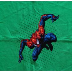 Spider-man na tmavě zelených tečkách na zelené 43x49cm teplákovina panel