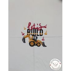 Bagr s kužely LETS BUILD na ecru 40x50cm teplákovina panel