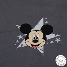 Mickey Mouse hlava na světle šedé hvězdě na tmavě šedé 45x49cm teplákovina panel