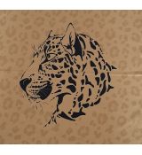 Černá hlava geparda na světle hořčicové 47x62cm teplákovina panel