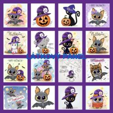 Halloween pexeso bavlněné plátno panel 46x46cm