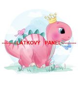 Dinosauří princezna růžová panel úplet 28x25cm