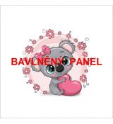Koala se srdíčkem v květinovém kruhu 34x34cm bavlněné plátno panel