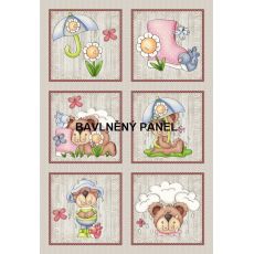 Hrátky s deštěm na dřevě 34x51cm bavlněné plátno panel
