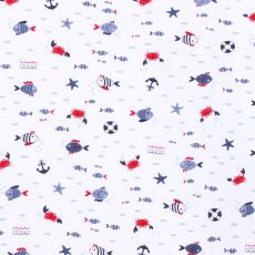 Pod mořskou hladinou na bílé 100% bavlněný úplet