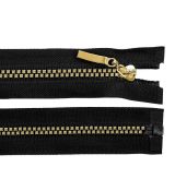 Zip kostěný 60cm se zlatými zoubky kostky černý