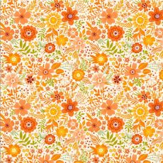 Oranžovo žluté květinky dekorační látka