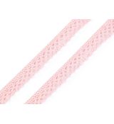 Krajka bavlněná šíře 12mm světle růžová paličkovaná