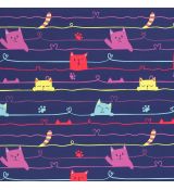 Kočičky na barevných vlnkách se srdíčky softshell