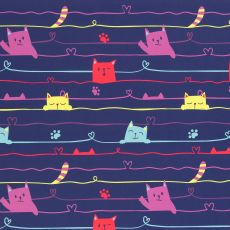 Kočičky na barevných vlnkách se srdíčky softshell
